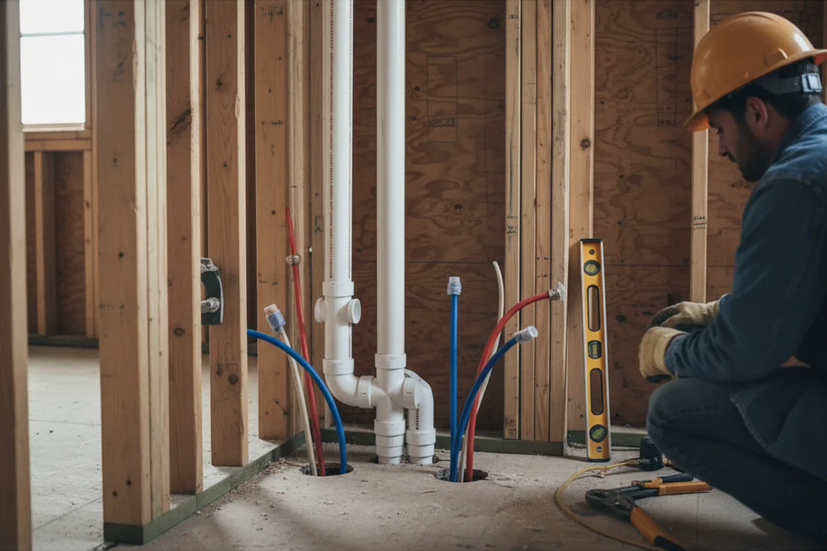 Drain and supply rough-in during Drain Cleaning in Otisville