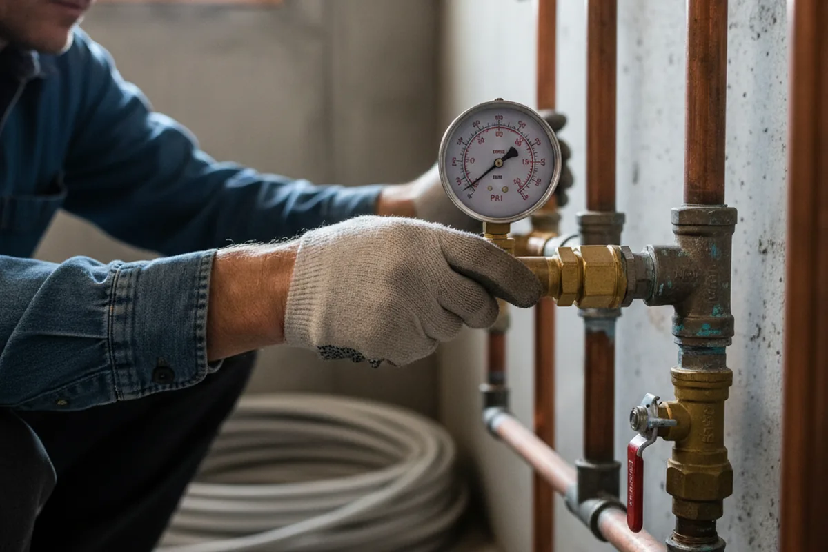 Pressure testing a repaired line during Water Line Repair in Otisville